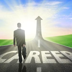 businessman walking on a great career path