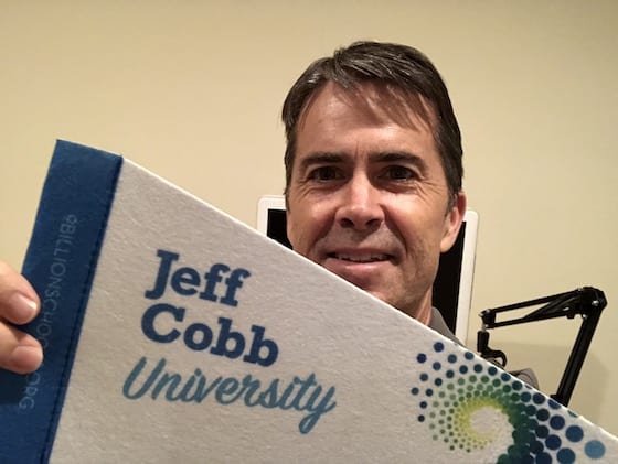 Photo of Jeff Cobb with Jeff Cobb University penant