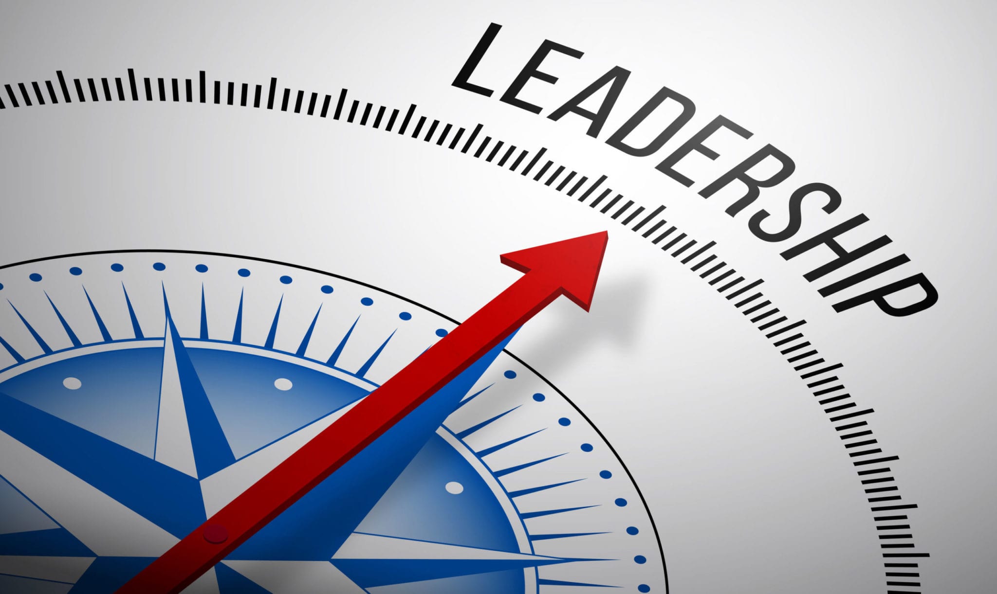 Word "Leadership" above a compass needle