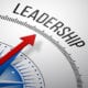 Word "Leadership" above a compass needle