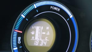 power gauge on a hybrd vehicle suggesting capacity