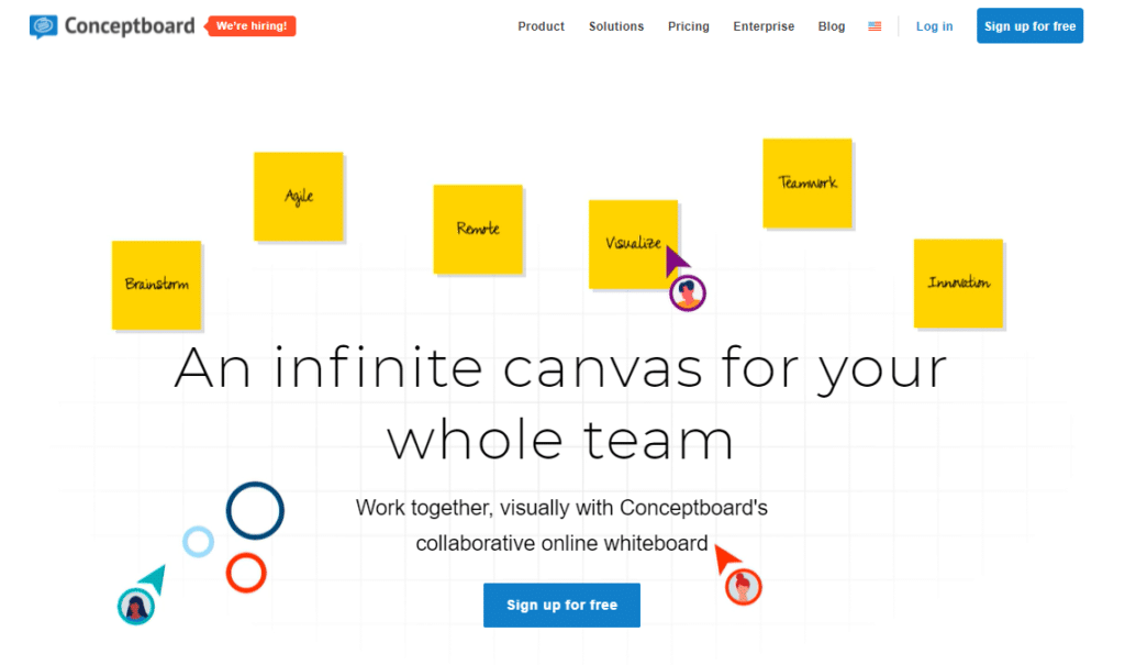 Sign Up for Free page for Conceptboard collaboration software