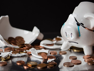 a broken piggy bank